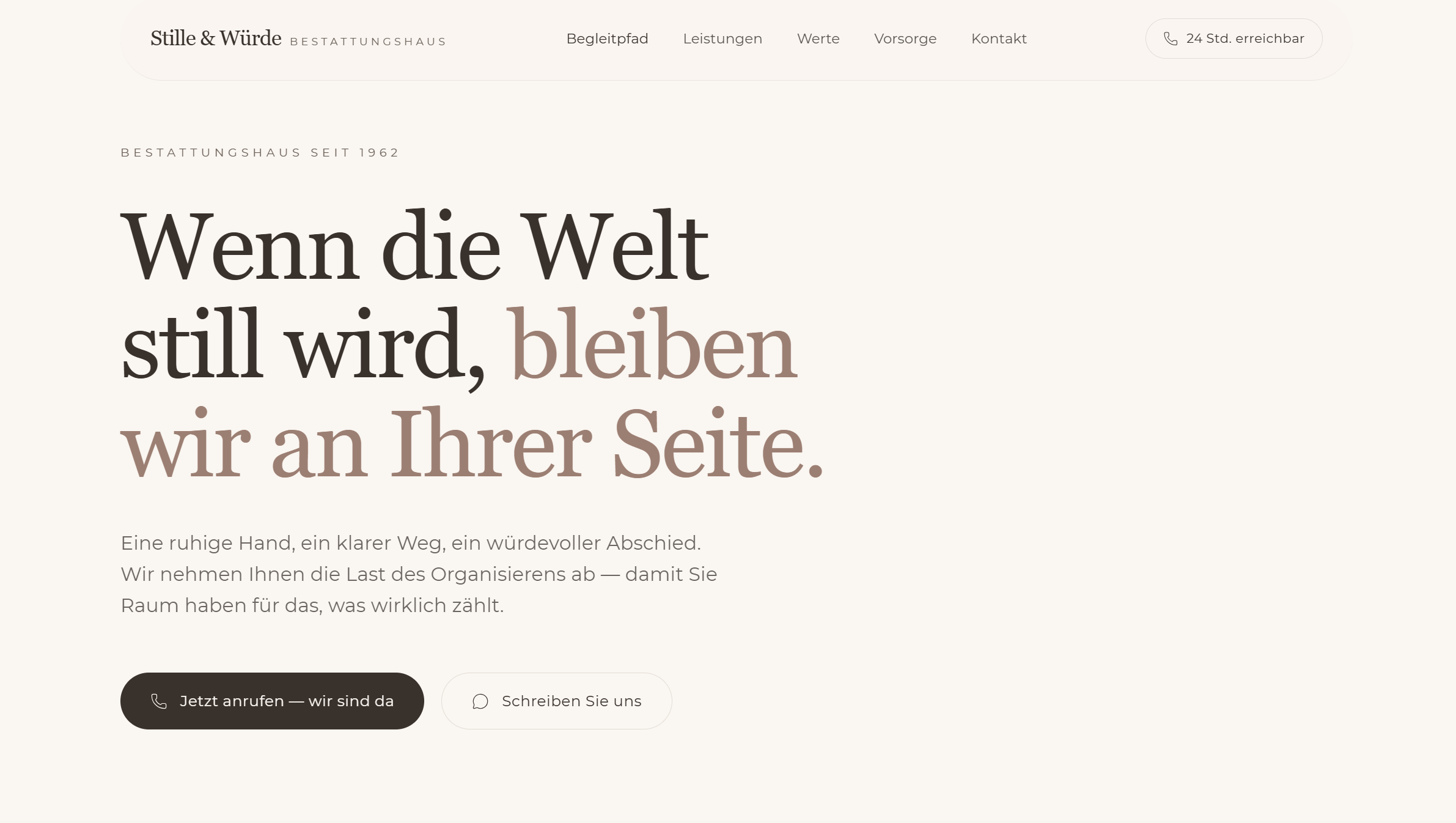 Beispielseite Stille & Würde